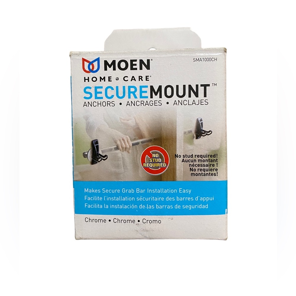 Moen SMA1000CH Chrome Finish Home Care Secure Mount Grab Bar Anchors 2-Piece Set